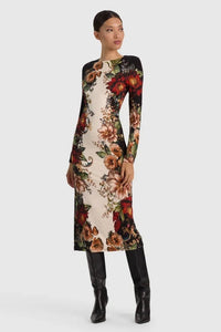 Alice + Olivia Delora Midi Dress Floral Radiance