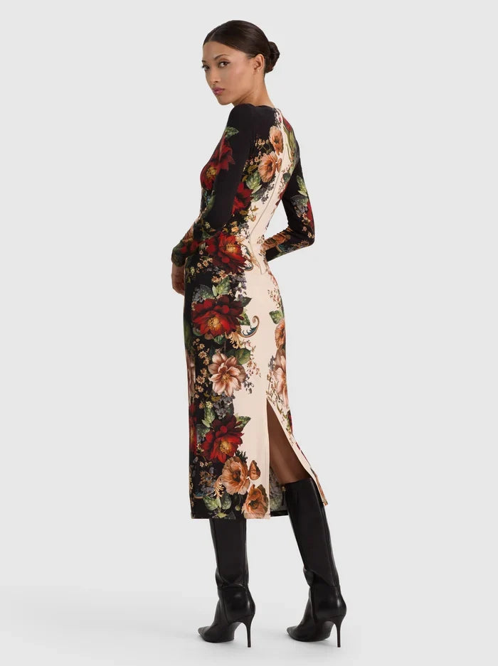 Alice + Olivia Delora Midi Dress Floral Radiance
