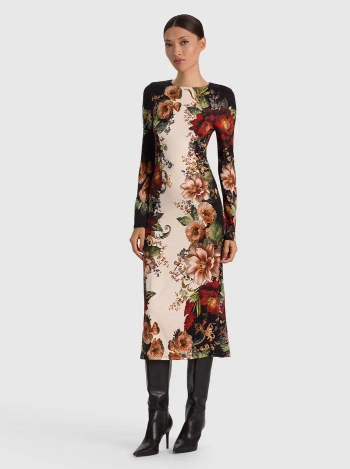 Alice + Olivia Delora Midi Dress Floral Radiance