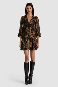 Alice + Olivia CC609P07535-A224 Irene mini-robe dos nu à liens, en dentelle Wistful Woods