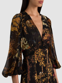 Alice + Olivia CC609P07535-A224 Irene mini-robe dos nu à liens, en dentelle Wistful Woods