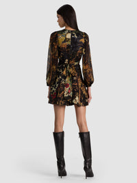 Alice + Olivia CC609P07535-A224 Irene mini-robe dos nu à liens, en dentelle Wistful Woods