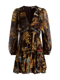 Alice + Olivia CC609P07535-A224 Irene mini-robe dos nu à liens, en dentelle Wistful Woods