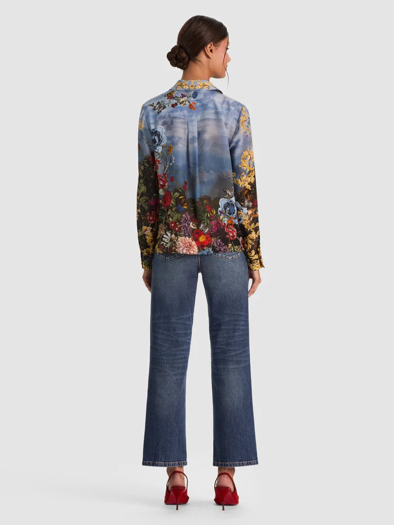 Alice + Olivia Willa Silk Blouse Alpine Dawn