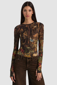 Alice + Olivia Delaina Long Sleeve Top Wistful Woods