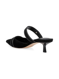 L'Agence Gilliane Mary Jane Black Suede Mule Sandal