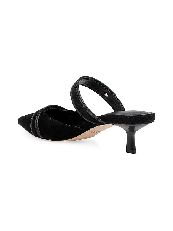 L'Agence Gilliane Mary Jane Black Suede Mule Sandal