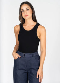 C'est Moi Bamboo Rib High Crew Tank