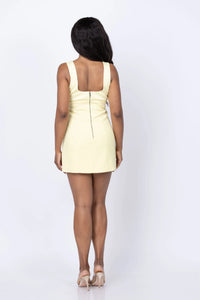 Alice + Olivia Mandy Deep Plunge Mini Dress Butter
