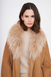 Pissenlit Cashmere Coat with Fur Shawl Collar Warm Camel