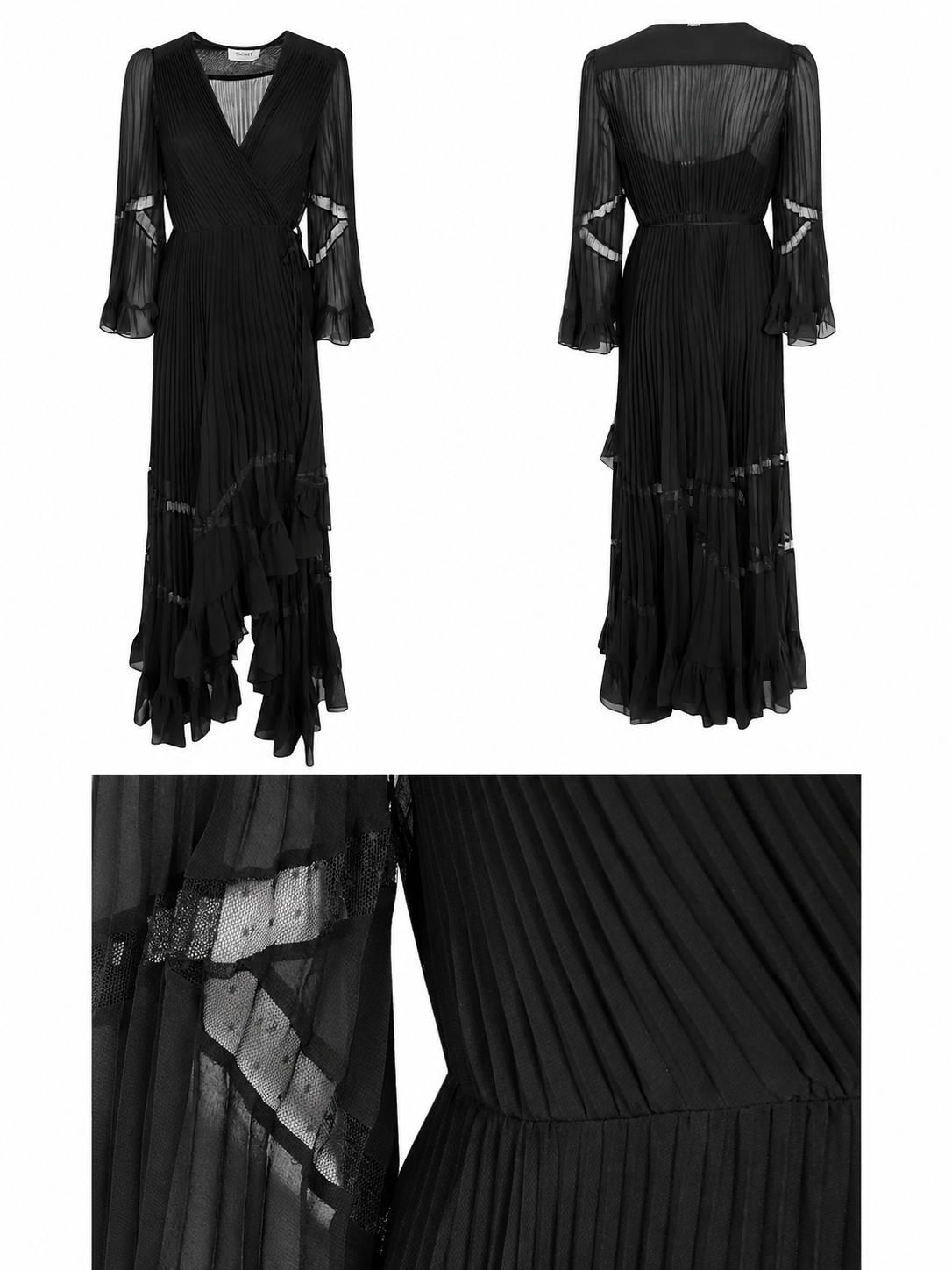 Twinset Pleated Dress With Ruffles - Nero