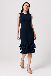 Catherine Regehr Jewel Neck Slim Cut Jackie Dress With Mini Swinging Disc Hem - Navy