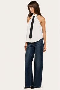 L'Agence Wren Necktie Halter Top White/Black
