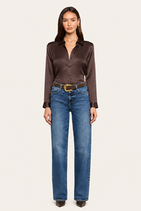 L'Agence Tyler Long-Sleeve Blouse Dark Java