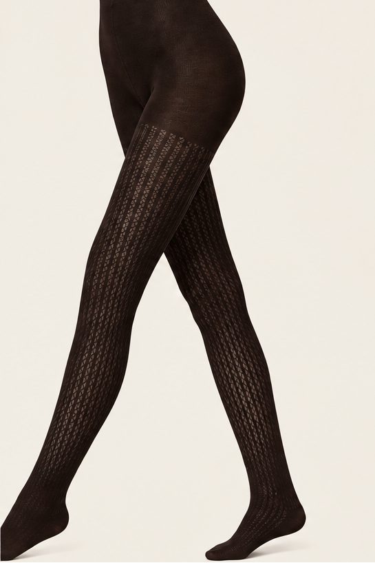 Wolford Merino Net Effect Tights Dark Wood