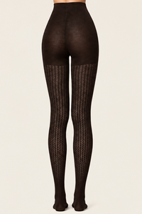 Wolford Merino Net Effect Tights Dark Wood