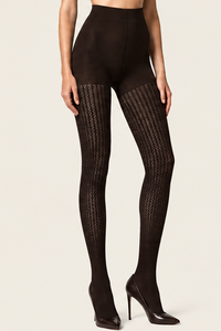 Wolford Merino Net Effect Tights Dark Wood