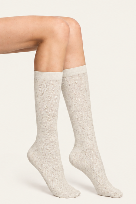 Wolford Cotton Diamond Socks Whipped Cream