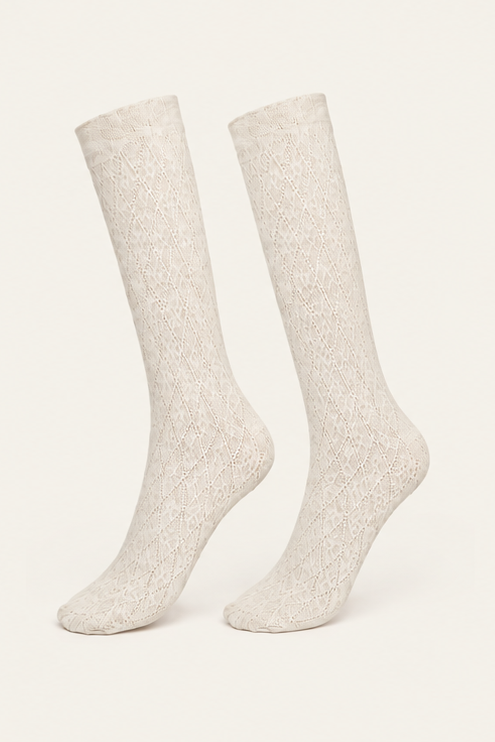 Wolford Cotton Diamond Socks Whipped Cream