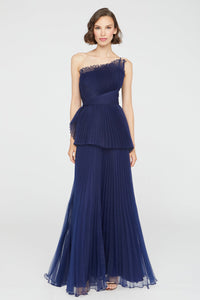 Theia Delphine Pleated Organza Gown