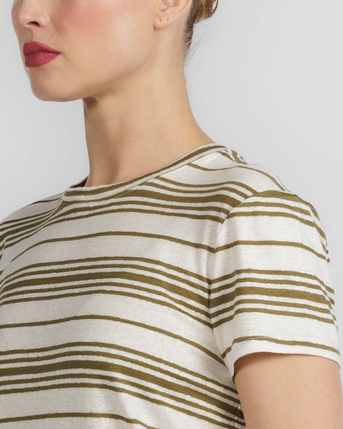 Frame Le tee-shirt bébé rayé en lin militaire multi