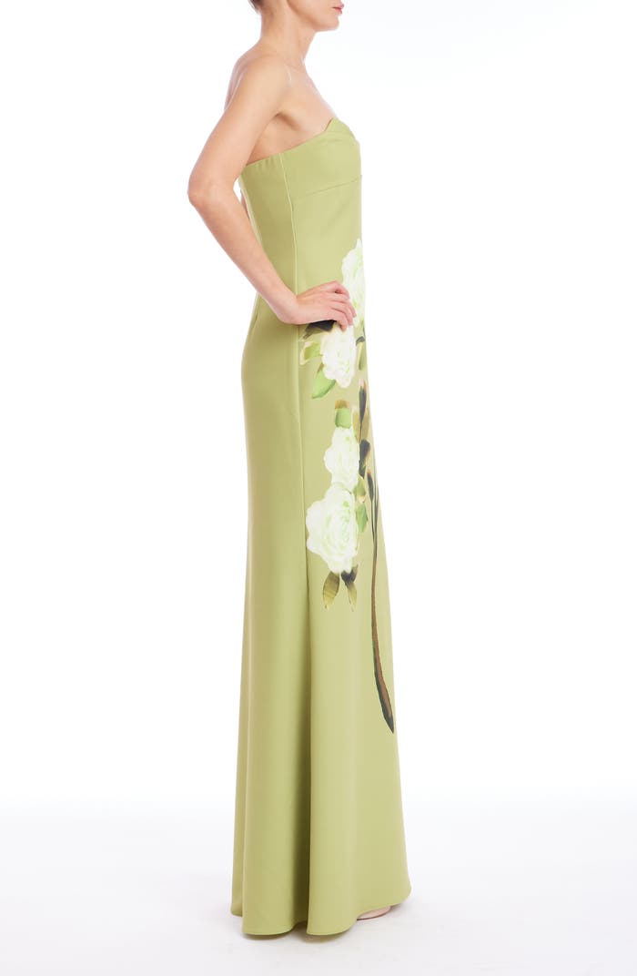 Badgley Mischka Strapless Placement Gown Lime Multi