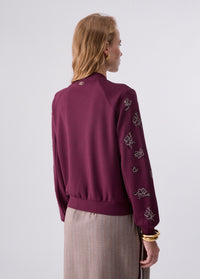 Sweat-shirt Liu Jo Sport avec broderie de bijoux - Red Aubergine
