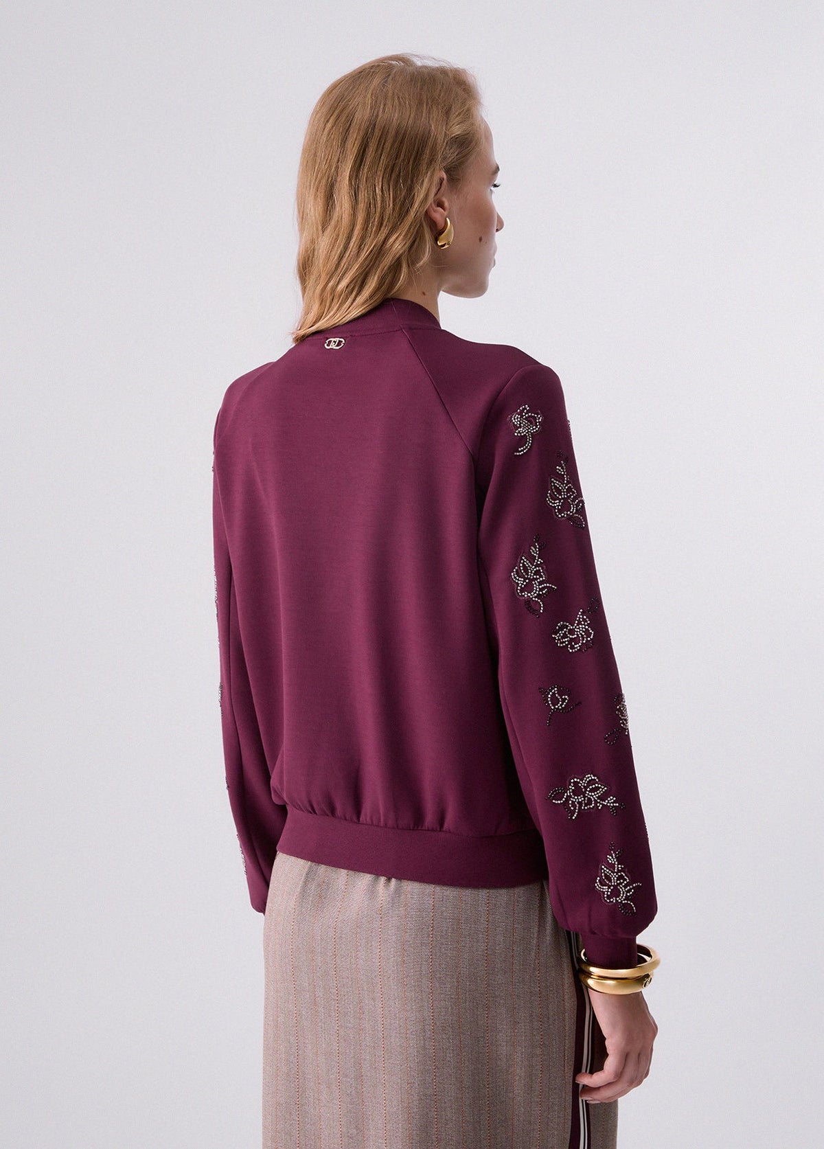 Sweat-shirt Liu Jo Sport avec broderie de bijoux - Red Aubergine