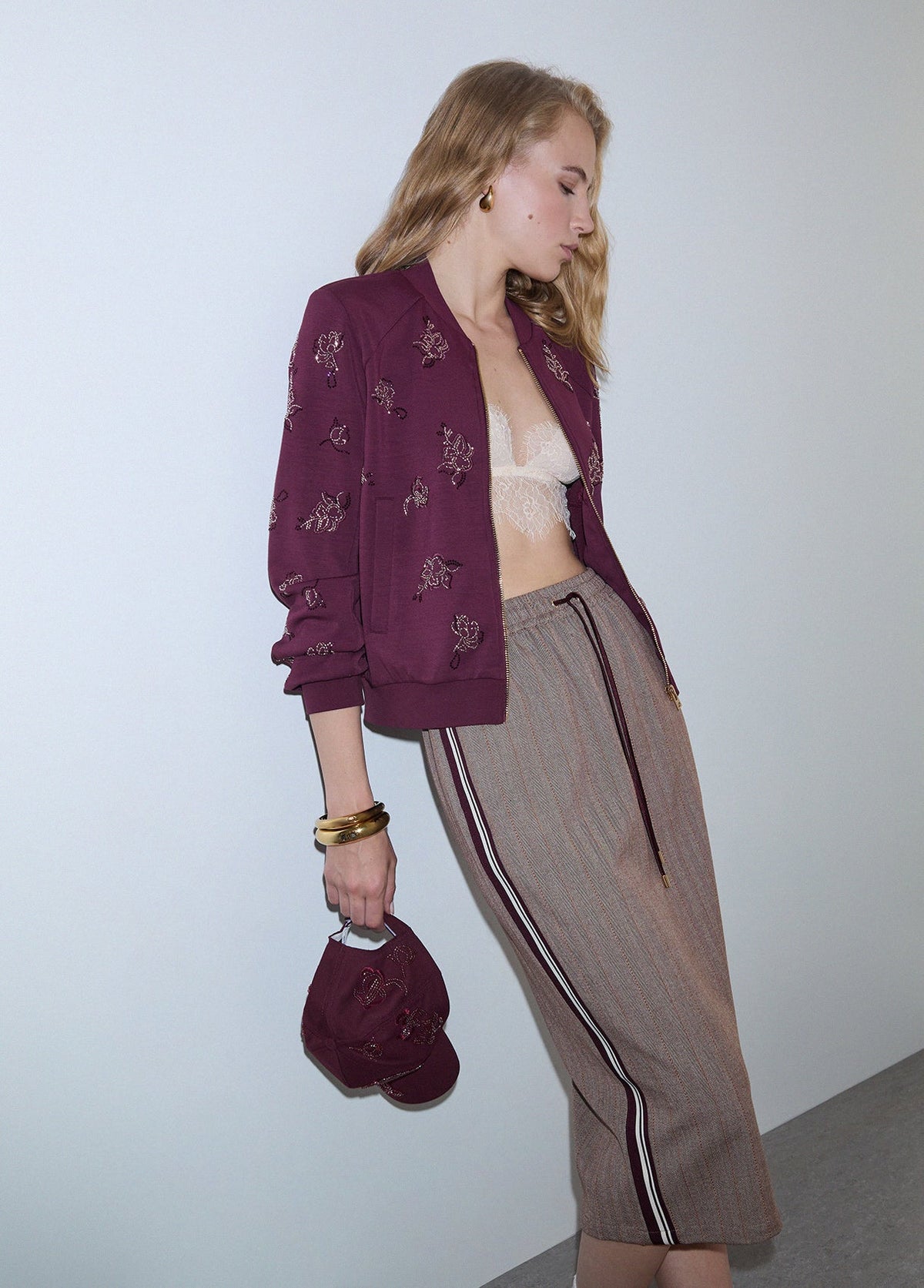 Sweat-shirt Liu Jo Sport avec broderie de bijoux - Red Aubergine
