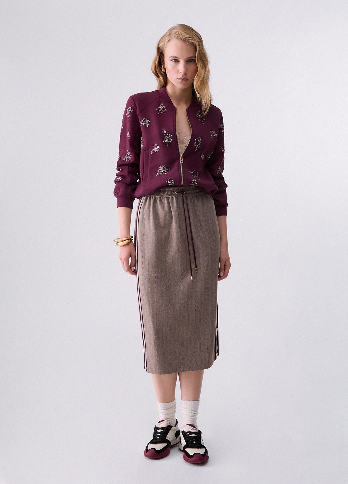 Sweat-shirt Liu Jo Sport avec broderie de bijoux - Red Aubergine