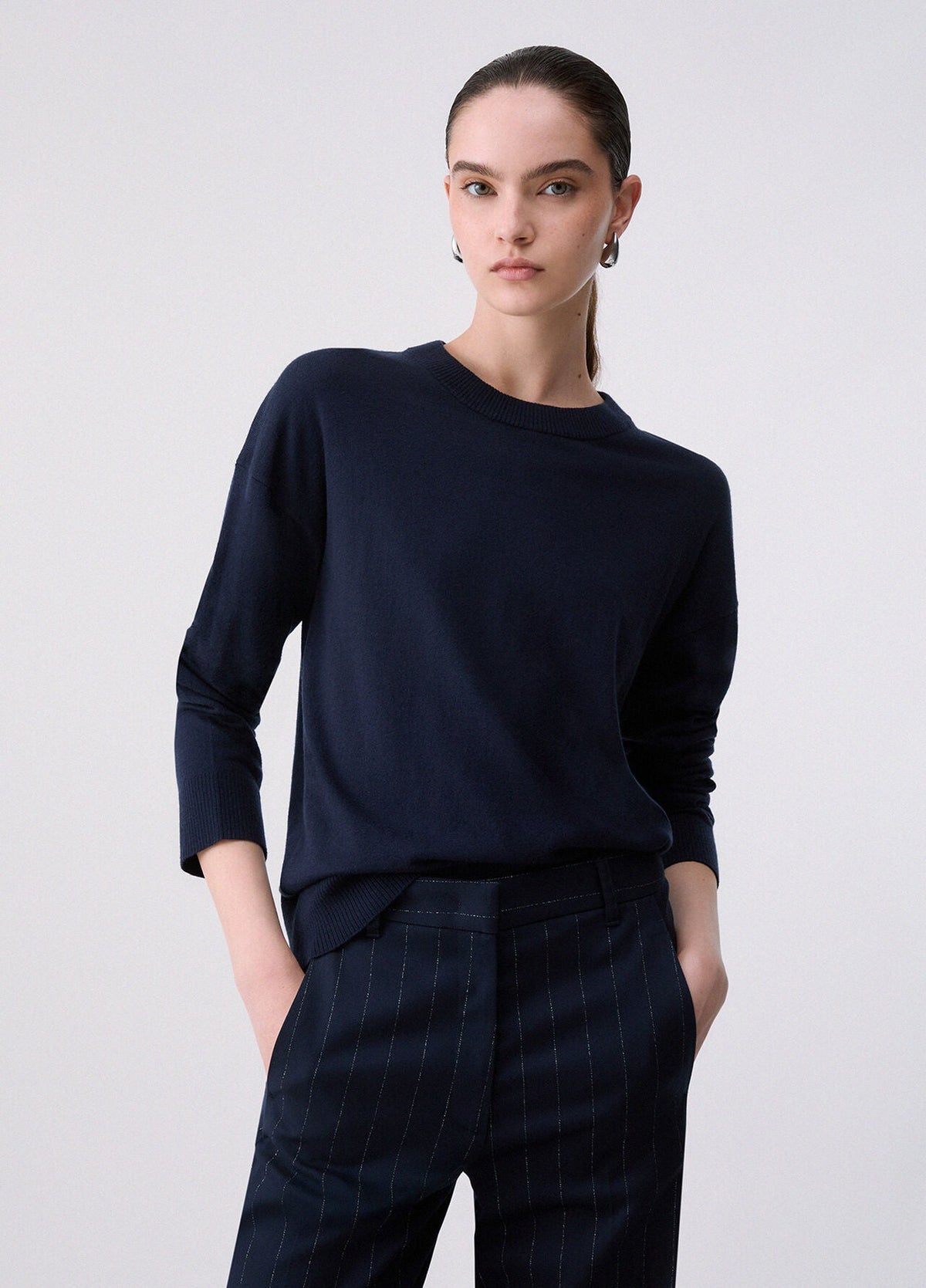 Pull en mélange de laine Liu Jo White - Nuit Noir/Dark Blue