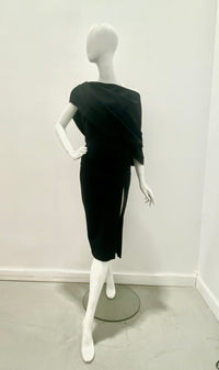 Greta Constantine Bon Chance Draped Neckline Fitted Dredd W/ Slit