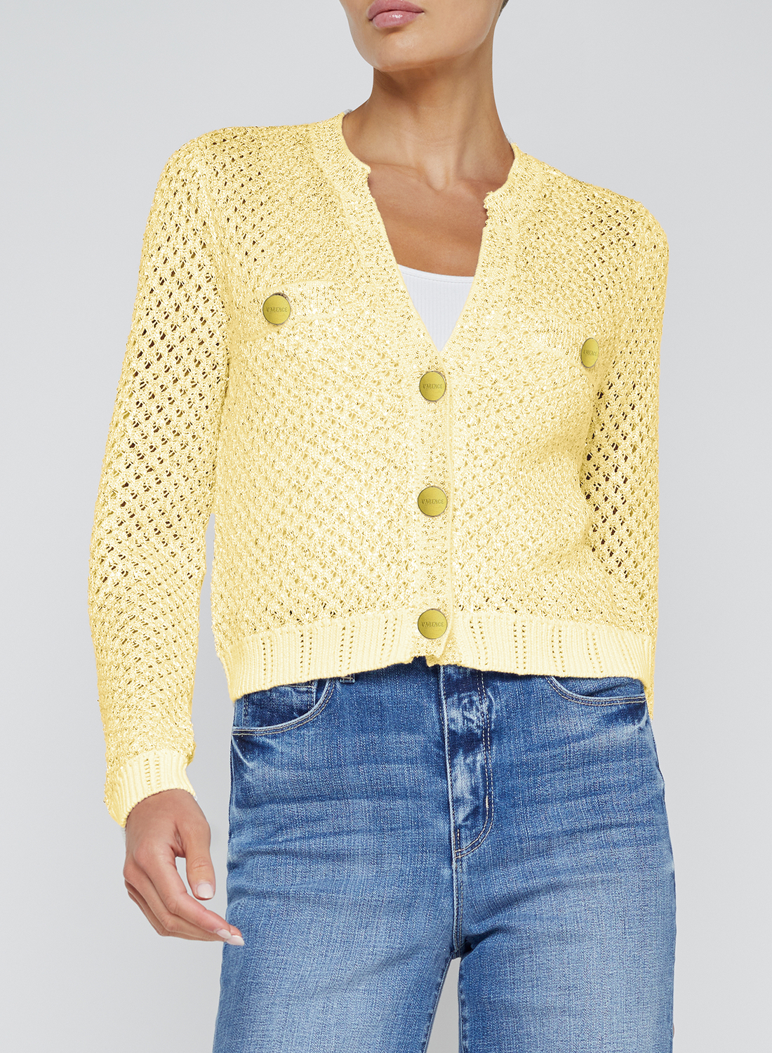 L'Agence Blanca Sequin Cardi Lemon Sorbet