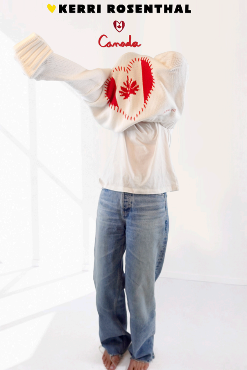 Kerri Rosenthal Boyfriend Maple Leaf Sweater White