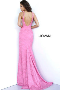 Jovani V Neck Fitted Gown With High Slit