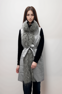 Tonet Neck & Zipper Fur Decorated Vest