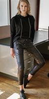 Raffaello Rossi Candy Faux Leather Jersey Jogger Pants Black