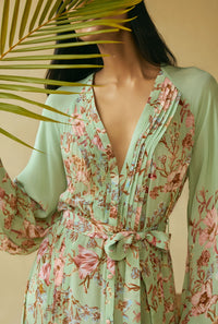 Robe maxi à plis Ezra Hemant & Nandita Verte