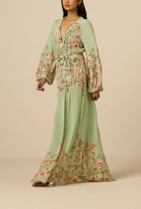 Robe maxi à plis Ezra Hemant & Nandita Verte