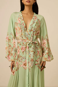Robe maxi à plis Ezra Hemant & Nandita Verte