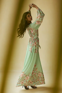 Robe maxi à plis Ezra Hemant & Nandita Verte