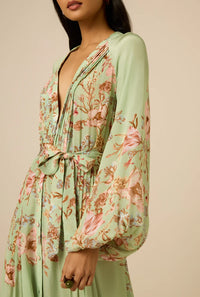 Robe maxi à plis Ezra Hemant & Nandita Verte