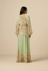 Robe maxi à plis Ezra Hemant & Nandita Verte