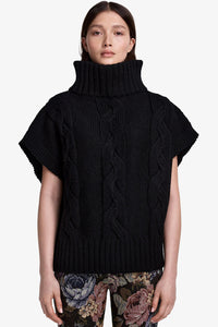 Smythe Cable-Knit Sleeveless Turtleneck