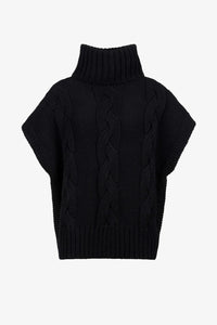 Smythe Cable-Knit Sleeveless Turtleneck