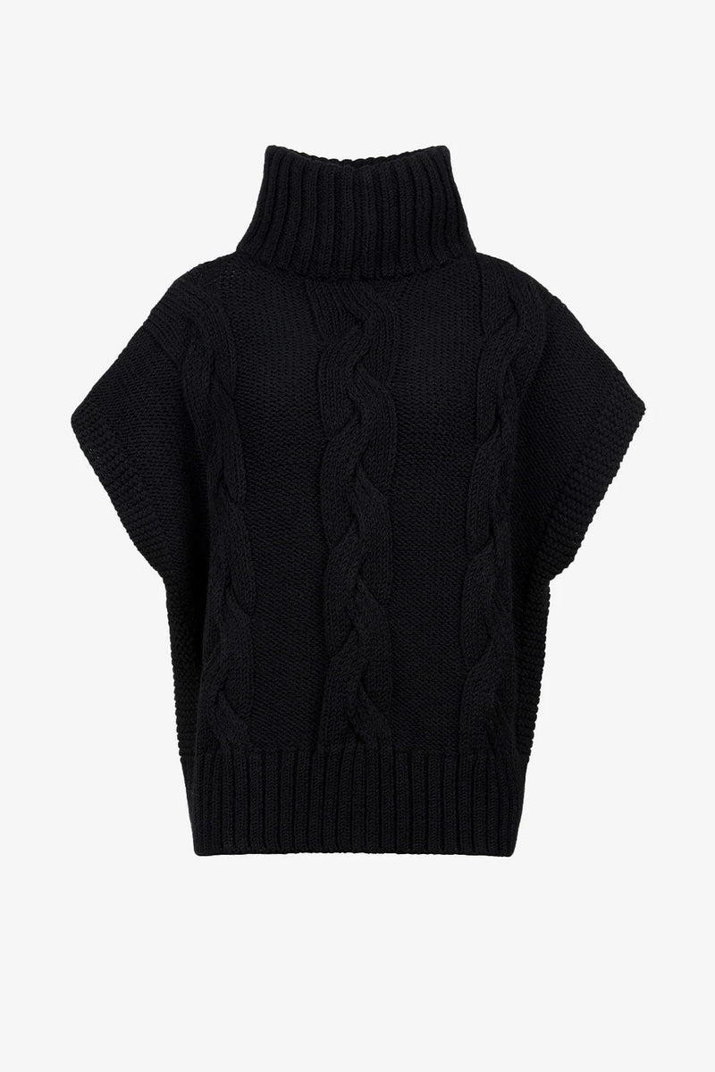 Smythe Cable-Knit Sleeveless Turtleneck