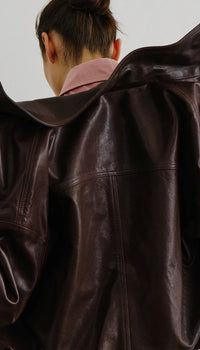 Smythe Oversized Leather Bomber Brown