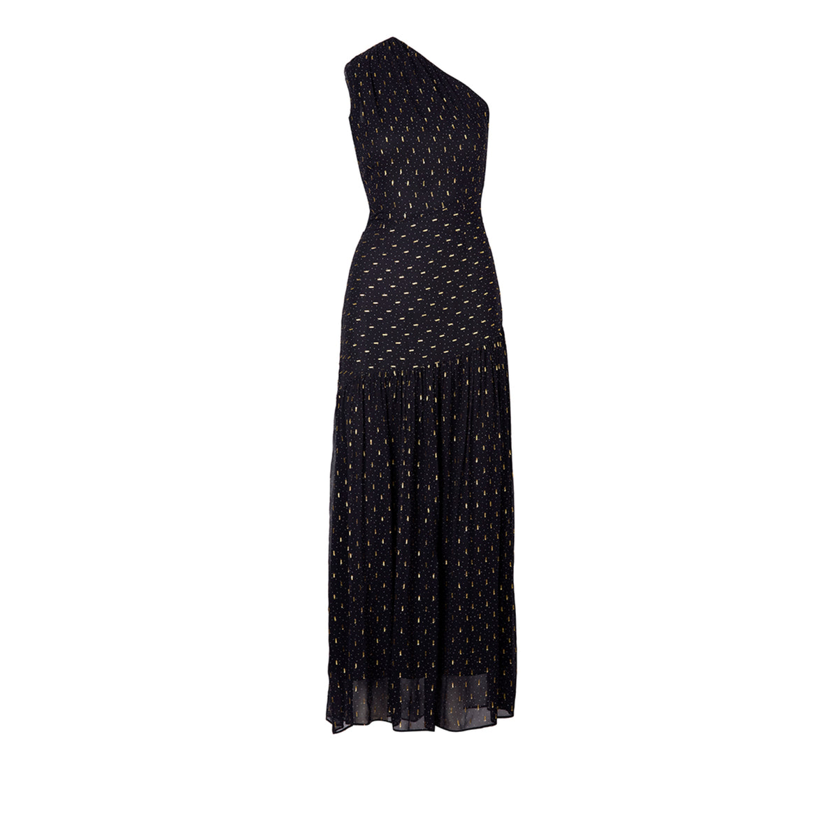 Smythe FA26001-BLACK NEUTRAL Robe longue asymétrique à une épaule noire/or