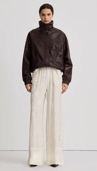 Smythe Oversized Leather Bomber Brown