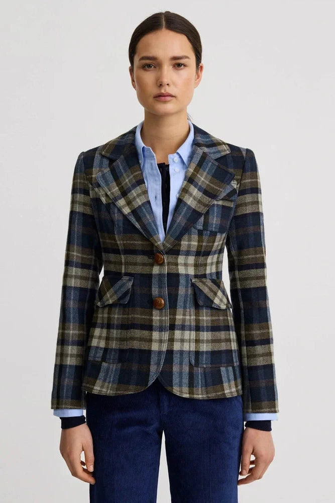 Smythe Two Button Patch Pocket Blazer Blue Multi